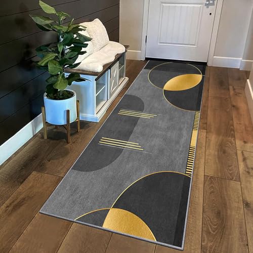 Siunwdiy Geometrie Teppich Läufer Flur Küche rutschfest Waschbar Grau und Gold 40x160cm Extra Langer Küchenläufer Lang Korridor -Teppichläufer Küchenteppich Meterware Anpassbar Siunwdiy Geometrie Teppich Läufer Flur Küche rutschfest Waschbar Grau und Gold 40x160cm Extra Langer Küchenläufer Lang Korridor -Teppichläufer Küchenteppich Meterware Anpassbar von Siunwdiy