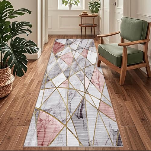 Siunwdiy Geometrische Flurläufer,120 x 420 cm Rosa Teppichläufer rutschfest, Flurteppich Extra Langer,Küchenteppich Waschbar Küchenläufer für Küche, Korridor, Schlafzimmer, Eingang, Büro Siunwdiy Geometrische Flurläufer,120 x 420 cm Rosa Teppichläufer rutschfest, Flurteppich Extra Langer,Küchenteppich Waschbar Küchenläufer für Küche, Korridor, Schlafzimmer, Eingang, Büro von Siunwdiy