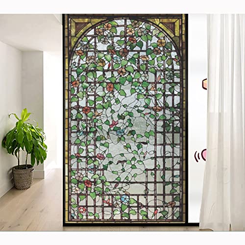 Siunwdiy Glasmalerei Fensterfolie Kirche Dekorative Glas Fensterfolie Sichtschutz, Milchglasfolie Fensteraufkleber, Film Für Büro Wohnzimmer Oder Küche,Translucent a,50x120cm von Siunwdiy