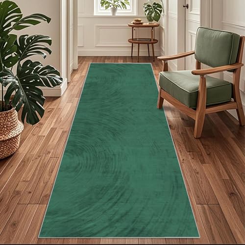 Siunwdiy Grüner Teppich Läufer Flur Küche rutschfest Waschbar 100 x 240 cm Moderner Kücheteppich Meterware Lang Waschbar Küchenläufer Korridor Polyester Wohnzimmer Schmutzfangmatte von Siunwdiy