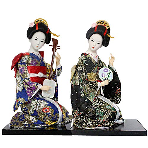 Siunwdiy Japanische Dekorationen, japanische Geisha Kimono-Puppe - 12 Zoll (30 cm), Asiatischer Kimono-Puppe Sammlerfigur Dekoration Geschenk 2ST,#011 von Siunwdiy
