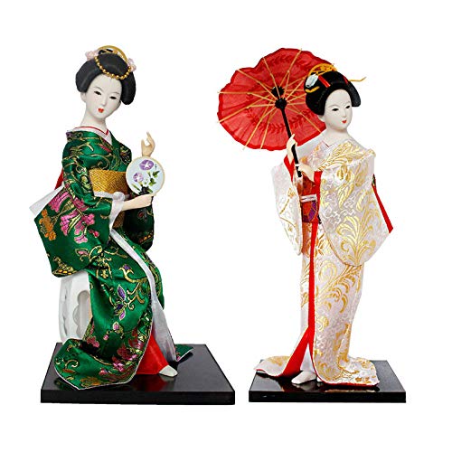 Siunwdiy Japanische Dekorationen, japanische Geisha Kimono-Puppe - 12 Zoll (30 cm), Asiatischer Kimono-Puppe Sammlerfigur Dekoration Geschenk 2ST,#036 von Siunwdiy