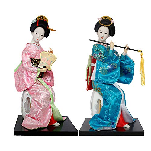 Siunwdiy Japanische Dekorationen, japanische Geisha Kimono-Puppe - 12 Zoll (30 cm), Asiatischer Kimono-Puppe Sammlerfigur Dekoration Geschenk 2ST,#04 von Siunwdiy
