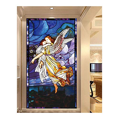 Siunwdiy Kirchenfärbte Meiste Glasfenster Film, No-Line 3D-Privatsphäre-Fensteraufkleber, Religiöse Figuren Statischer Dekorativer Film Home Office,G,60x90cm(24"x36") von Siunwdiy