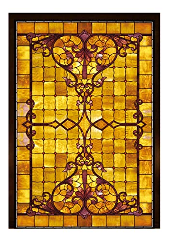 Siunwdiy Kirchlich Milchglasfolie Fensterdeko hitzeschutz Fensterfolie,Selbstklebend Fensterfolie Blickdicht,Kein Kleber Statisch Vinyl für Badezimmer Wohnzimmer Dekorativ,B,45x90cm(18"x36") von Siunwdiy