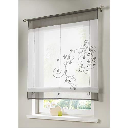 Siunwdiy Küche Transparent Vorhänge Bestickt Modern Voile raffrollo Transparent Vorhang,1er-Pack Raffrollo mit Tunnelzug Gardinen Scheibengardine,Grau,80x120cm Siunwdiy Küche Transparent Vorhänge Bestickt Modern Voile raffrollo Transparent Vorhang,1er-Pack Raffrollo mit Tunnelzug Gardinen Scheibengardine,Grau,80x120cm von Siunwdiy