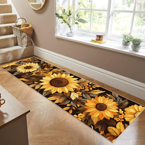 Siunwdiy Küchenläufer mit Sonnenblumen-Muster 100 x 280 cm, Rutschfester & Waschbarer Flurteppich, Dekorativ in Gelb/Schwarz/Braun für Küche, Flur, Wohnzimmer, Balkon Siunwdiy Küchenläufer mit Sonnenblumen-Muster 100 x 280 cm, Rutschfester & Waschbarer Flurteppich, Dekorativ in Gelb/Schwarz/Braun für Küche, Flur, Wohnzimmer, Balkon von Siunwdiy