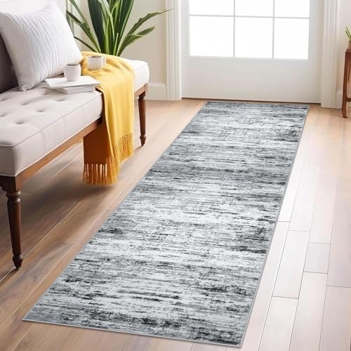 Siunwdiy Läufer Flur Abstrakter Streifenteppich Waschbarer Teppich Läufer 60 x 170 cm Küchenteppich, Eingangsbereich, Bettvorleger, Schlafzimmer Deko, küchenläufer rutschfest, Kurzflor von Siunwdiy