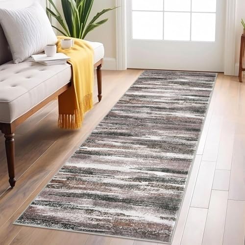 Siunwdiy Läufer Flur Abstrakter Streifenteppich Waschbarer Teppich Läufer 80 x 120 cm Küchenteppich, Eingangsbereich, Bettvorleger, Schlafzimmer Deko, küchenläufer rutschfest, Kurzflor von Siunwdiy