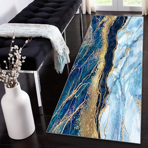 Siunwdiy Läufer Flur Küche Waschbar rutschfest110x460cm Blau Gold Lang Marmormuster Küchenteppich Flurteppich Teppich Fur Korridor Wohnzimmer Schlafzimmer Meterware Anpassbar Siunwdiy Läufer Flur Küche Waschbar rutschfest110x460cm Blau Gold Lang Marmormuster Küchenteppich Flurteppich Teppich Fur Korridor Wohnzimmer Schlafzimmer Meterware Anpassbar von Siunwdiy