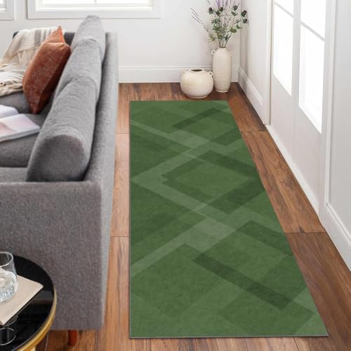 Siunwdiy Läufer Lang Flur rutschfest Teppich80x480cm Grün Teppichläufer für Küche Waschbar Flur Teppich läufer Einfarbig Flurläufer Eingang Teppichs für Büro Esszimmer von Siunwdiy