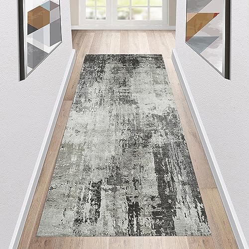 Siunwdiy Läufer Teppich Lang Flur Küche rutschfest Waschbar Korridor Teppichmatten 80x300cm Grau Küchenteppich Küchenläufer Modern Design Teppichläufer Flur Schlafzimmer Wohnzimmer Meterware Eingang von Siunwdiy