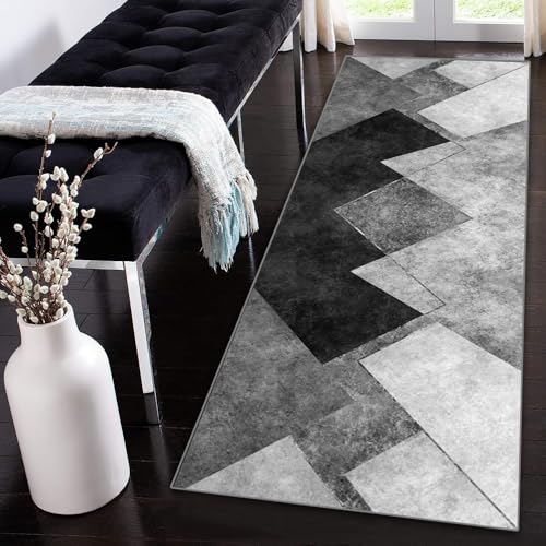 Siunwdiy Läufer Teppich Lang Flur rutschfest Waschbar Küchen 140x100cm Korridor TeppichLäufer für Flur Teppichmatte Grau Schwarz Geometrisch Flur Teppich Läufer fußmatten Anpassbar Küchenteppich Siunwdiy Läufer Teppich Lang Flur rutschfest Waschbar Küchen 140x100cm Korridor TeppichLäufer für Flur Teppichmatte Grau Schwarz Geometrisch Flur Teppich Läufer fußmatten Anpassbar Küchenteppich von Siunwdiy