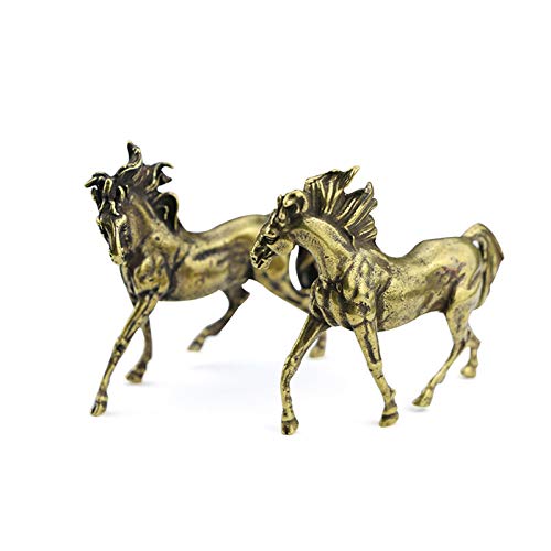 Siunwdiy Messing Rich-Pferd Statuen, handgemachte Reichtum Pferd Figurine Home Decor Geschenk, EIN Paar Retro-Kupfer Pferde, antike Bronzesammlung,2pcs von Siunwdiy