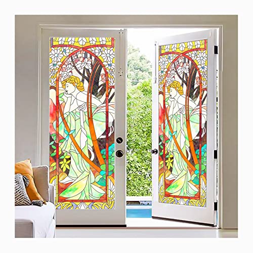 Siunwdiy Milchglasfolie Bunte Blickdicht Sichtschutzfolie, Fensterfolie Selbstklebend,UV Sonnenschutz Sichtschutz,zum Dekorieren Für Zuhause Badzimmer oder Büro Wohnzimmer,H,60x120cm(24x47inch) von Siunwdiy