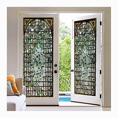 Siunwdiy Selbsthaftend Blickdicht sichtschutz Folie,Statische 3D-Buntglas fensterfolie,Amerikanischer Retro,Statisch haftend Anti-UV zum dekorieren von küche, Wohnzimmer,A,60x120cm(24x47inch) von Siunwdiy
