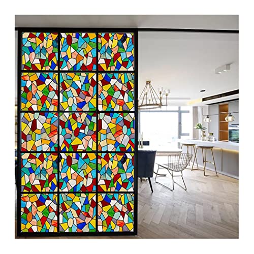Siunwdiy Selbsthaftend-Glasoberflächen Sichtschutzfolie,Fensterfolie Bunt Privatsphäre Glas Sichtschutzfolie Bad Blickdicht Selbsthaftend Dekorfolie,B,70x90cm von Siunwdiy