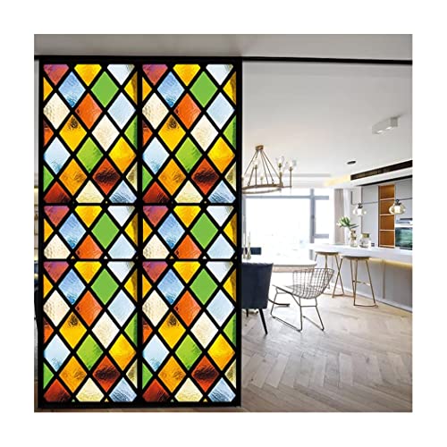 Siunwdiy Selbsthaftend-Glasoberflächen Sichtschutzfolie,Fensterfolie Bunt Privatsphäre Glas Sichtschutzfolie Bad Blickdicht Selbsthaftend Dekorfolie,J,60x120cm von Siunwdiy