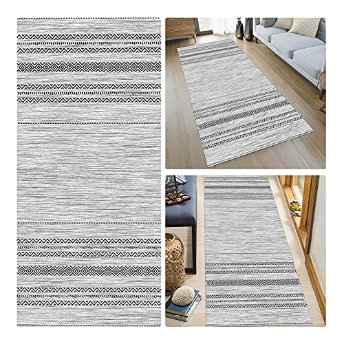 Siunwdiy Teppich Eingang 100X200 Teppich Waschbar in Waschmaschine Teppich Läufer Küche Waschbar Läuferteppich Flur rutschfest Marokkanisch Geometrisch Teppich Wohnzimmer,Weiß,100x300cm von Siunwdiy