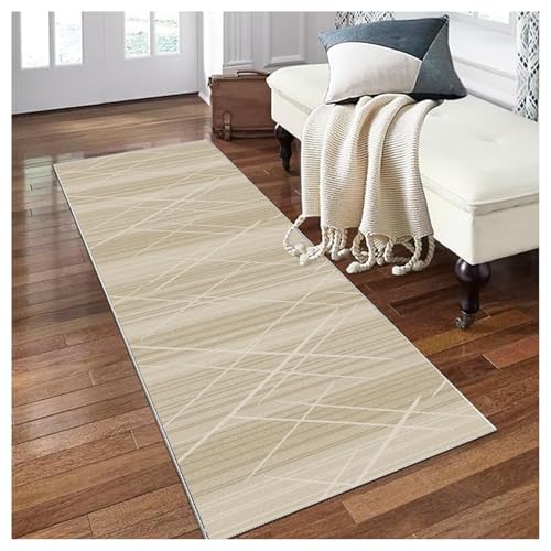 Siunwdiy Teppich Läufer Flur Geometrisch Beige 140x480cm Küchenläufer rutschfest Waschbar Lang Flurteppich für Wohnzimmer Korridor Schlafzimmer Anpassbare Meterware Polyester Kurzflor Teppichmatte Siunwdiy Teppich Läufer Flur Geometrisch Beige 140x480cm Küchenläufer rutschfest Waschbar Lang Flurteppich für Wohnzimmer Korridor Schlafzimmer Anpassbare Meterware Polyester Kurzflor Teppichmatte von Siunwdiy