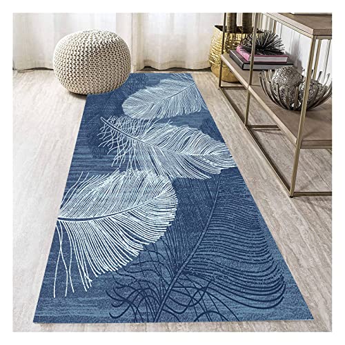 Siunwdiy Teppich Läufer Flur Küche 120X380CM rutschfest Waschbar Teppichläufer Lang Matte Küchenläufer Küchenteppich Meterware, Blau Korridor Tepiche Schlafzimmer Esszimmer von Siunwdiy