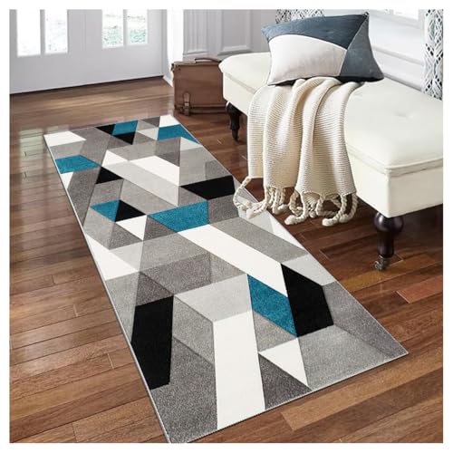 Siunwdiy Teppich Läufer Flur Küche Bunt 80x120cm rutschfest Waschbar Meterware Schlafzimmer Korridor Teppich Lang Modern Design Anpassbare Länge 40-140cm Breit Küchenteppich Flurläufer Polyester von Siunwdiy