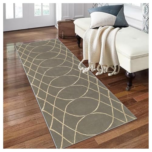 Siunwdiy Teppich Läufer Flur Küche Waschbar rutschfest Braun 100x120cm Küchenläufer Lang Flurteppich Korridor Schlafzimmer Wohnzimmer Meterware Anpassbar Polyester Kurzflor Teppichmatte Modern Design von Siunwdiy