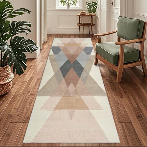 Siunwdiy Teppich Läufer Flur Küche rutschfest Waschbar 120 x 260 cm Beige Abstrakt Kurzflor Küchenläufer Lang Korridor Teppich Läufer Küchenteppich Einfarbig Flurteppich Meterware Anpassbar von Siunwdiy