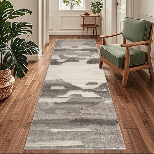 Siunwdiy Teppich Läufer Flur Küche rutschfest Waschbar 120 x 380 cm Braun Abstrakt Kurzflor Küchenläufer Lang Korridor Teppich Läufer Küchenteppich Einfarbig Flurteppich Meterware Anpassbar von Siunwdiy