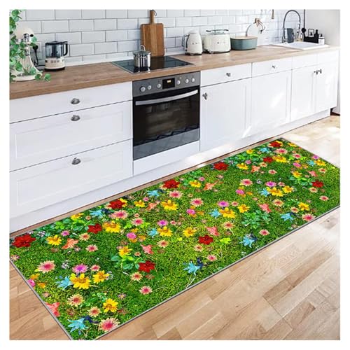 Siunwdiy Teppich Läufer Flur Küche rutschfest Waschbar 3D-Blumen Pflanzen 120x350cm Grüne Modern rutschfest Waschbar Vintage Kücheläufer Teppichläufer Polyester Meterware Anpassbar Siunwdiy Teppich Läufer Flur Küche rutschfest Waschbar 3D-Blumen Pflanzen 120x350cm Grüne Modern rutschfest Waschbar Vintage Kücheläufer Teppichläufer Polyester Meterware Anpassbar von Siunwdiy