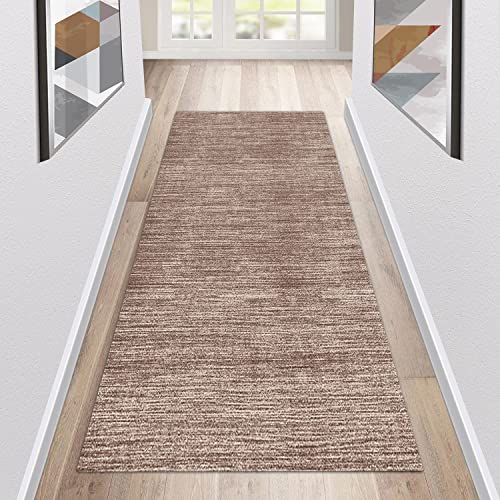 Siunwdiy Teppich Läufer Flur Küche rutschfest Waschbar Braun Küchenläufer Lang Modern Korridor -Teppichläufer Küchenteppich Meterware Anpassbar,Braun,40x100cm von Siunwdiy