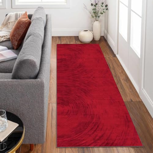 Siunwdiy Teppich Läufer Flur Küche rutschfest Waschbar Extra Langer flurläufer 50x480cm Roter Teppichläufer Korridor Teppich Küchenläufer Lang Modernes Design Küchenteppich Meterware Anpassbar von Siunwdiy