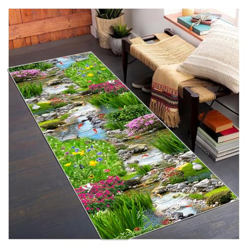 Siunwdiy Teppich Läufer Flur Lang 120x240cm Grün Küchenteppich rutschfest Waschbar 3D Druckmuster für Wohnzimmer, Schlafzimmer, Korridor, Eingang | Meterware, Antirutsch, Modern, Vintage Siunwdiy Teppich Läufer Flur Lang 120x240cm Grün Küchenteppich rutschfest Waschbar 3D Druckmuster für Wohnzimmer, Schlafzimmer, Korridor, Eingang | Meterware, Antirutsch, Modern, Vintage von Siunwdiy