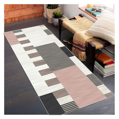 Siunwdiy Teppich Läufer Flur Lang 40x100cm rutschfest Küchenteppich Waschbar Polyester Geometrisches Muster in Pink, Anpassbarer Flurläufer für Wohnzimmer Büro Schlafzimmer Korridor Meterware Siunwdiy Teppich Läufer Flur Lang 40x100cm rutschfest Küchenteppich Waschbar Polyester Geometrisches Muster in Pink, Anpassbarer Flurläufer für Wohnzimmer Büro Schlafzimmer Korridor Meterware von Siunwdiy