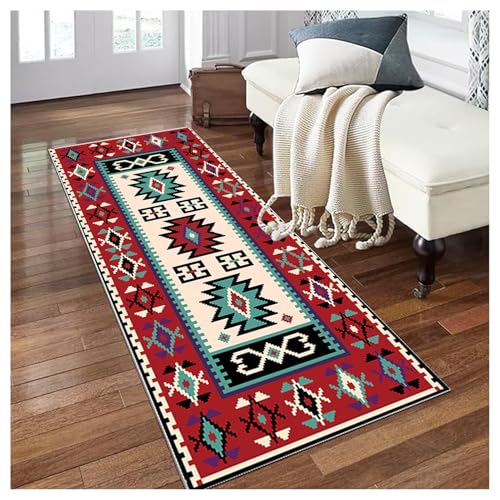 Siunwdiy Teppich Läufer Flur Lang Küche 110x280cm Rot rutschfest Waschbar Küchenläufer Flurteppich Meterware für Korridor Wohnzimmer Schlafzimmer mit Traditionellem Muster Anpassbar Breite 40-140cm von Siunwdiy