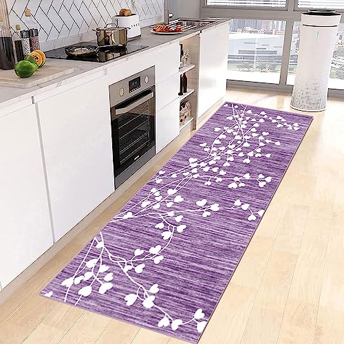 Siunwdiy Teppich Läufer Flur Vintage Blumenmuster Küchen 60x340cm Lila Lang Waschbar Küchenteppich rutschfest Teppichläufer Meterware Schlafzimmer Korridor 40-140cm Breit, Anpassbare Größe Siunwdiy Teppich Läufer Flur Vintage Blumenmuster Küchen 60x340cm Lila Lang Waschbar Küchenteppich rutschfest Teppichläufer Meterware Schlafzimmer Korridor 40-140cm Breit, Anpassbare Größe von Siunwdiy