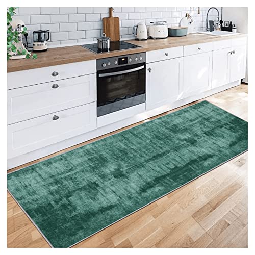 Siunwdiy Teppich Läufer Flur rutschfest 60X140CM Küchenteppich Abstrakt Dunkelgrün Waschbar Meterware Schlafzimmer Korridor Teppichläufer Lang, 40/50/60/70/80/90/100/120cm Breit von Siunwdiy