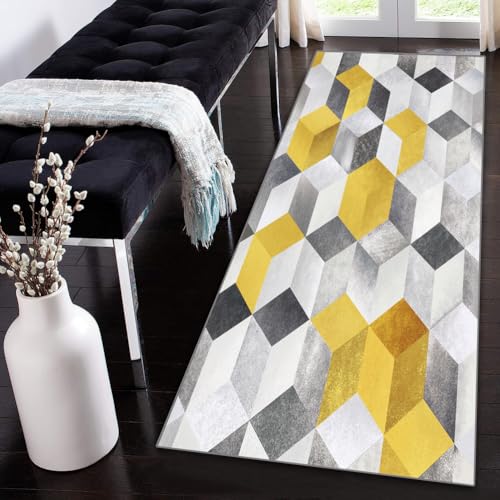 Siunwdiy Teppich Läufer Flur rutschfest Flurläufer 100x120cm Grau Gelb Waschbar Küchenläufer Küchenteppich3D Geometrie Teppiche Fußmatte Lang Korridor Teppich Schlafzimmer Meterware Siunwdiy Teppich Läufer Flur rutschfest Flurläufer 100x120cm Grau Gelb Waschbar Küchenläufer Küchenteppich3D Geometrie Teppiche Fußmatte Lang Korridor Teppich Schlafzimmer Meterware von Siunwdiy