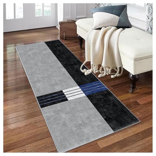 Siunwdiy Teppich Läufer Lang Küche Flur 40 x 160 cm rutschfest Waschbar Grau Geometrisch Küchenläufer Flurteppich Teppichmatten Meterware für Wohnzimmer Schlafzimmer Korridor Küchenteppich von Siunwdiy