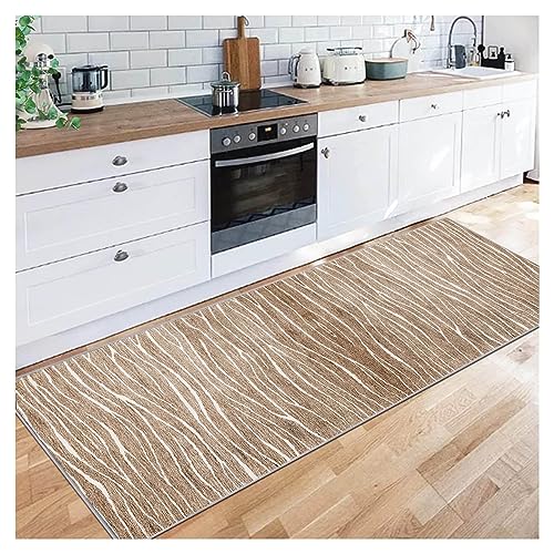 Siunwdiy Teppichläufer rutschfest 60X150CM Meterware Braun Gitter Waschbar Küchenläufer Schlafzimmer Korridor Teppich Läufer Flur Lang, Anpassbare Größe, 40-140cm Breit von Siunwdiy