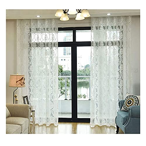 Siunwdiy Tüll Fenster behandlung,2 pcs Transparent Voile Vorhänge Gardinen,Elegante Stickerei Vorhänge,Öse Vorhänge Weiß/Spitze,Geeignet für Wohn- und Schlafzimmer,Weiß,200x250cm von Siunwdiy