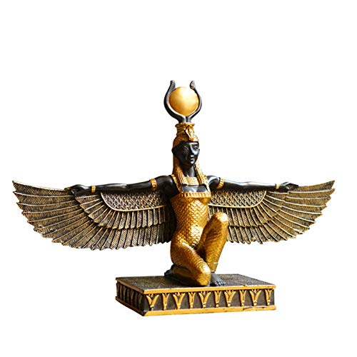 Siunwdiy Winged Isis ägyptische Göttin Statue, ägyptische Dekor Ornamente Skulpturen Göttin der Schönheitsstatue, Heimstudie Büro Dekoration Geschenk Dekoration,Messing von Siunwdiy