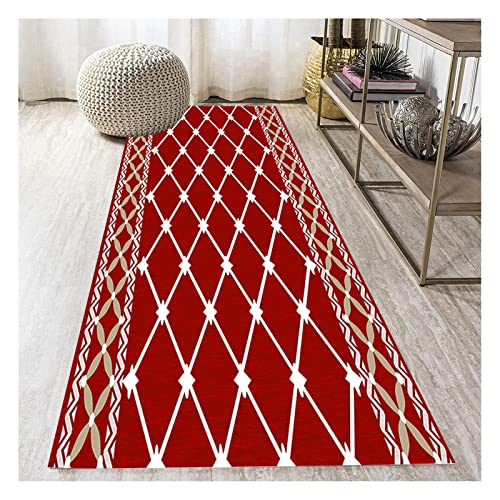 Siunwdiy rutschfest Kücheläufer-Tradition Teppichläufer Polyester Küchenläufer Flurteppich rutschfeste Waschbar Korridor Strapazierfähig Schmutzfangmatte Eingangsbereich,Rot,120x180cm von Siunwdiy