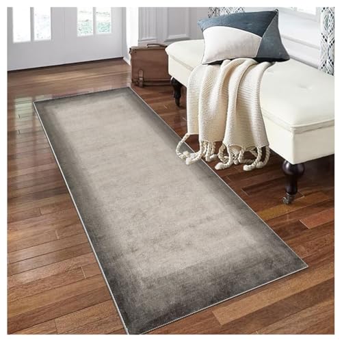 Teppichläufer Flur Lang Abstract Grau rutschfest Waschbar Küchenteppich Meterware Polyester Teppich Läufer Flur 120x460cm Korridor Schlafzimmer Wohnzimmer Flurteppich Küchenläufer Schmutzfangmatte von Siunwdiy