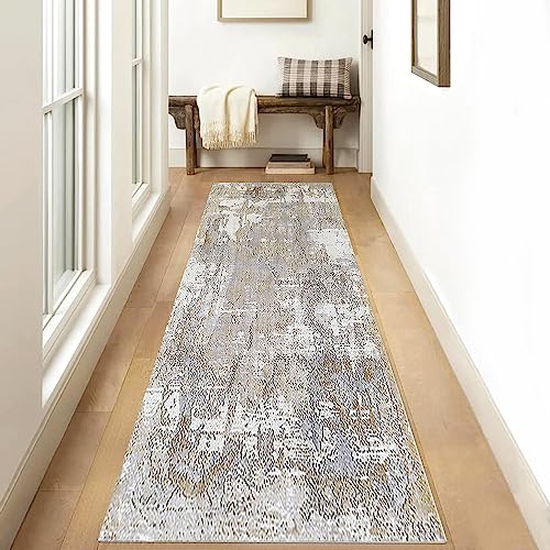 Teppichmatten Läufer Teppich Lang Flur rutschfest Küchenmatten 140x400cm Blau/Grau Küchenläufer Korridor Teppichläufer Waschbar Meterware Küchen Teppich Anpassbar Wohnzimmer Esszimmer Schlafzimmer von Siunwdiy