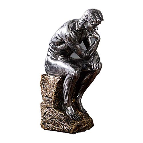 Tiefe Kontemplationsfiguren Der Denker - Auguste Rodin Skulptur in Bronze Statue, abstrakte Harzskulptur, Kunstskulptur Dekorationen Für Office,Silber von Siunwdiy