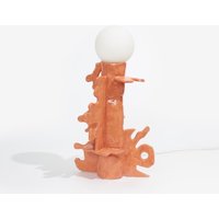 Handgemachte Orange Keramiklampe, Unregelmäßige Lampe von SiupStudio