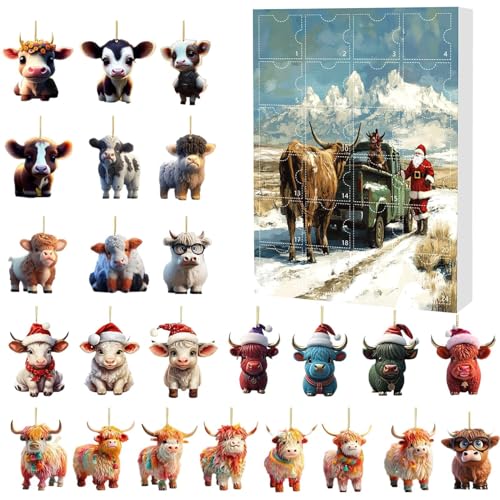 Highland Cow Adventskalender 2025, Adventskalender 2025 Kinder, 24 Tage Highland Cow Ornamente Weihnachten Countdown Kalender, Weihnachtsferien Acrylanhänger Für Weihnachtsbaumdekoration Highland Cow Adventskalender 2025, Adventskalender 2025 Kinder, 24 Tage Highland Cow Ornamente Weihnachten Countdown Kalender, Weihnachtsferien Acrylanhänger Für Weihnachtsbaumdekoration von Siuwddee