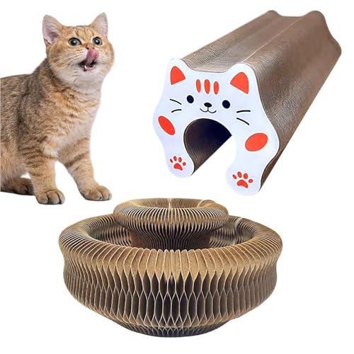 Katzen Kratzbrett,Magic Organ Cat Scratching Board, 2-in-1 Cat Kratzbrett Mit Glöckchen, Katzenkratzspielzeug Foldable Convenient Cats Scratcher Für Katzen Indoor Unterhaltung von Siuwddee