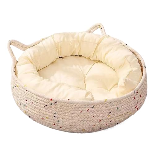 Siuwddee Donut Katzenbett | Niedliche Betten Für Wohnungskatzen,Baumwollseil Schlafnest Kissen Haustierzubehör Für Kätzchen Beruhigendes Kratzen Heimdekor Für Welpen Kleine Hunde von Siuwddee